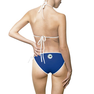 Bikini Swimsuit-DARK BLUE/WHITE STITCHING